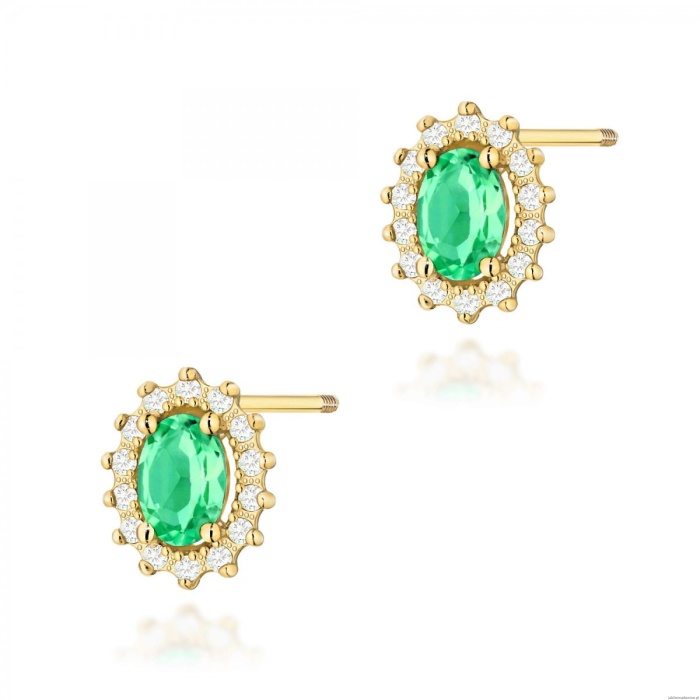 Kolczyki K0514 Szmaragd 2 x 0,40ct żółte złoto sztyft zakręcany