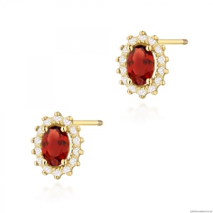Kolczyki K0514 Granat 2 x 0,50ct żółte złoto sztyft zakręcany