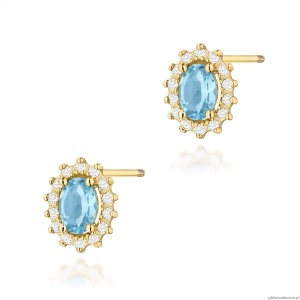 Kolczyki K0514 Topaz 2 x 0,50ct żółte złoto sztyft zakręcany