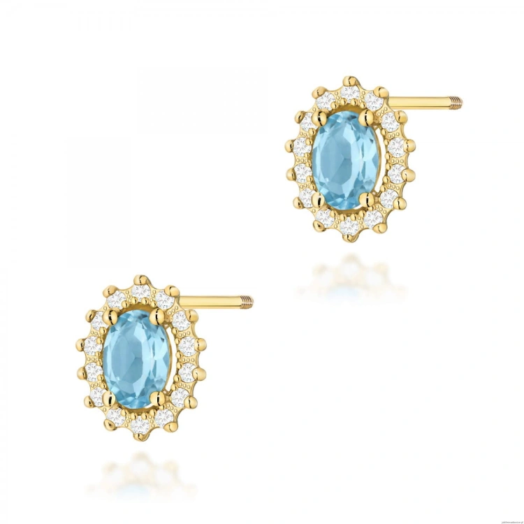 Kolczyki K0514 Topaz 2 x 0,50ct żółte złoto sztyft zakręcany