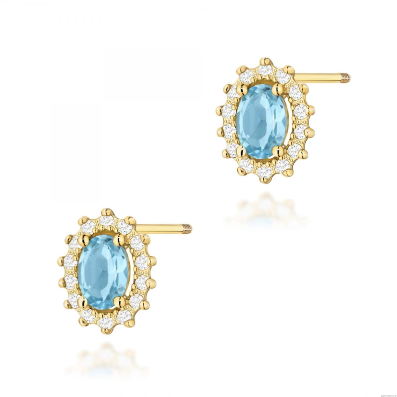 Kolczyki K0514 Topaz 2 x 0,50ct żółte złoto sztyft zakręcany