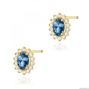 Kolczyki K0514 Topaz London Blue 2 x 0,50ct żółte złoto sztyft zakręcany