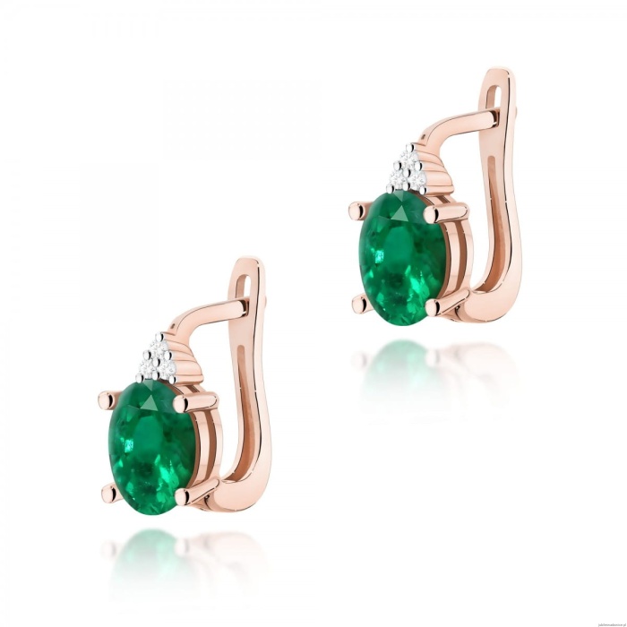 Kolczyki K0308 Szmaragd 2 x 0,80ct różowe złoto