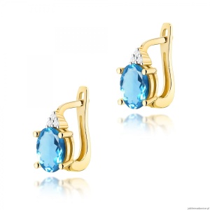 Kolczyki K0308 Topaz 2 x 0,90ct żółte złoto