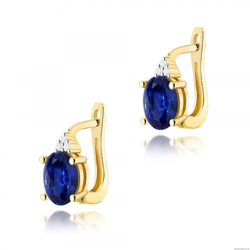 Kolczyki K0308 Szafir 2 x 0,90ct żółte złoto