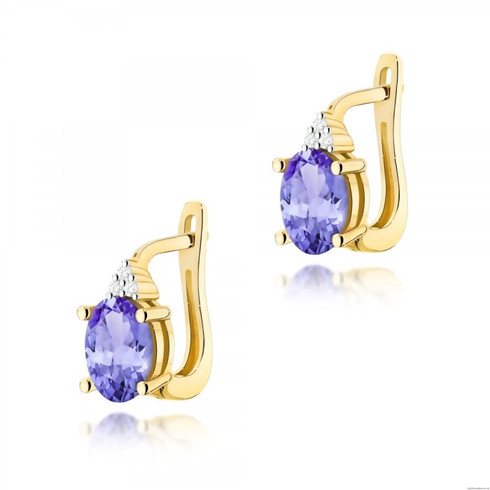 Kolczyki K0308 Tanzanit 2 x 0,70ct żółte złoto
