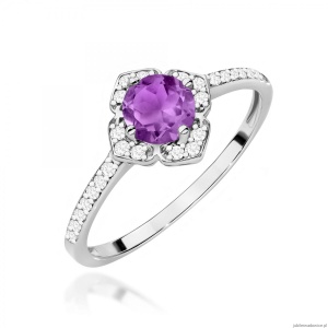 Pierścionek W0603 Ametyst 0,50ct białe złoto