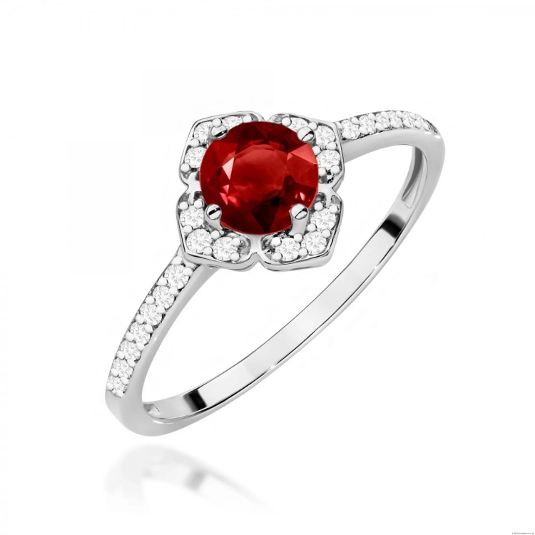 Pierścionek W0603 Granat 0,60ct białe złoto