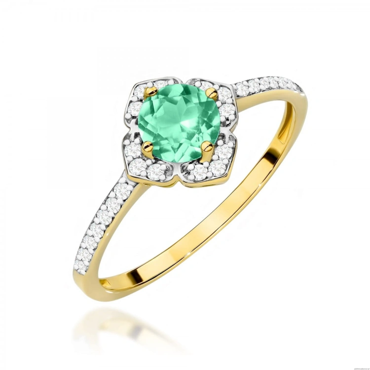Pierścionek W0603 Szmaragd 0,50ct żółte złoto
