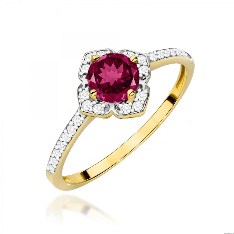 Pierścionek W0603 Rodolit 0,60ct żółte złoto