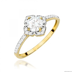 Pierścionek W0603 Białym Szafir 0,60ct żółte złoto