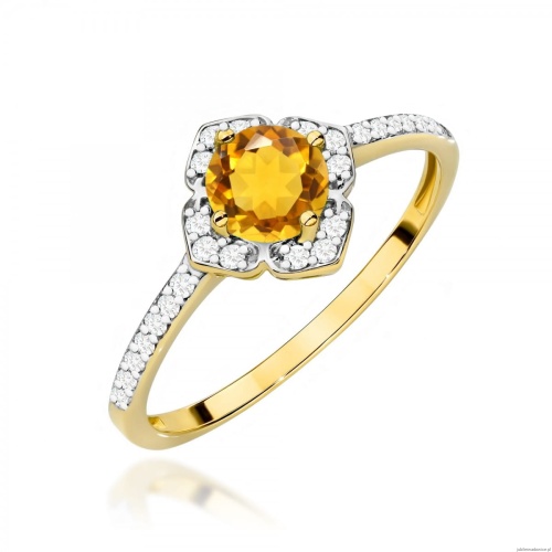 Pierścionek W0603 Cytryn 0,50ct żółte złoto
