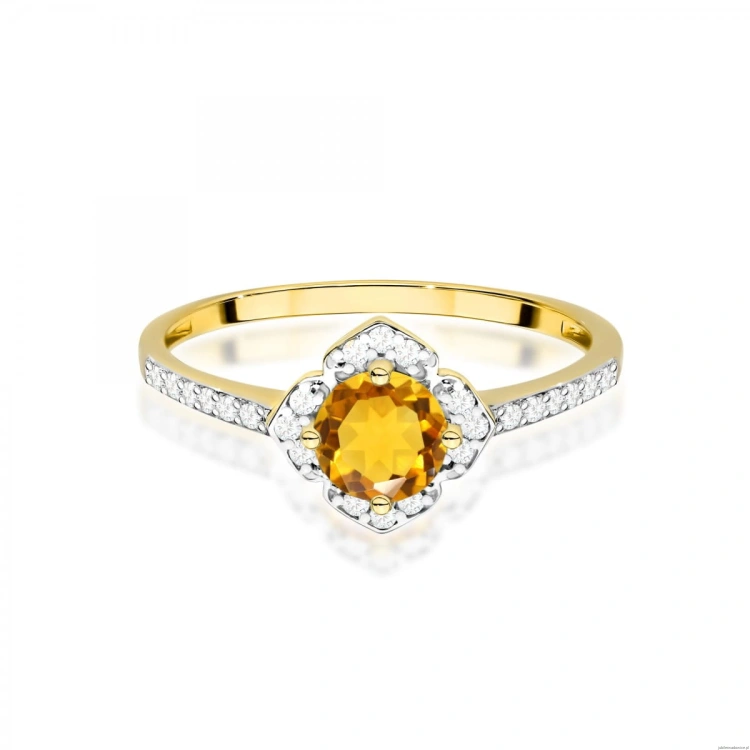Pierścionek W0603 Cytryn 0,50ct żółte złoto