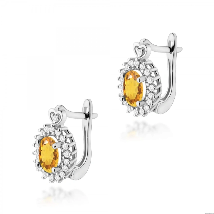 Kolczyki K0312 Cytryn 2 x 0,60ct białe złoto