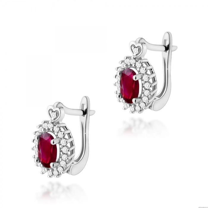 Kolczyki K0312 Rubin 2 x 0,60ct białe złoto