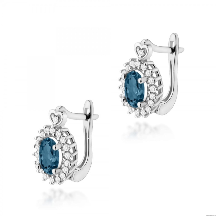 Kolczyki K0312 Topaz London Blue 2 x 0,50ct białe złoto
