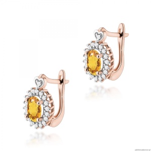 Kolczyki K0312 Cytryn 2 x 0,60ct różowe złoto