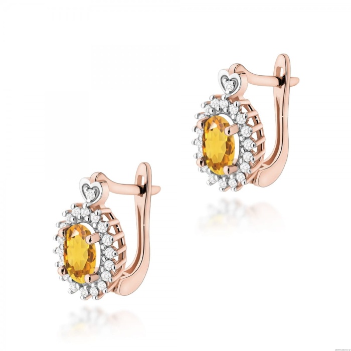 Kolczyki K0312 Cytryn 2 x 0,60ct różowe złoto