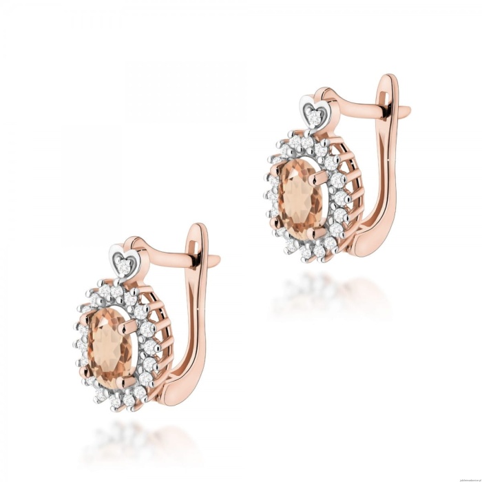 Kolczyki K0312 Morganit 2 x 0,40ct różowe złoto