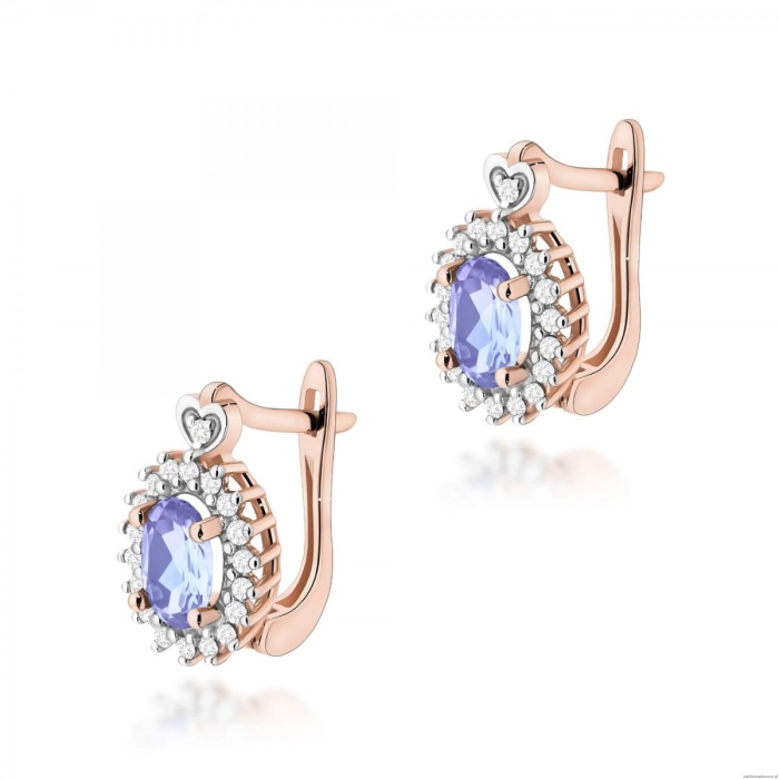 Kolczyki K0312 Tanzanit 2 x 0,40ct różowe złoto