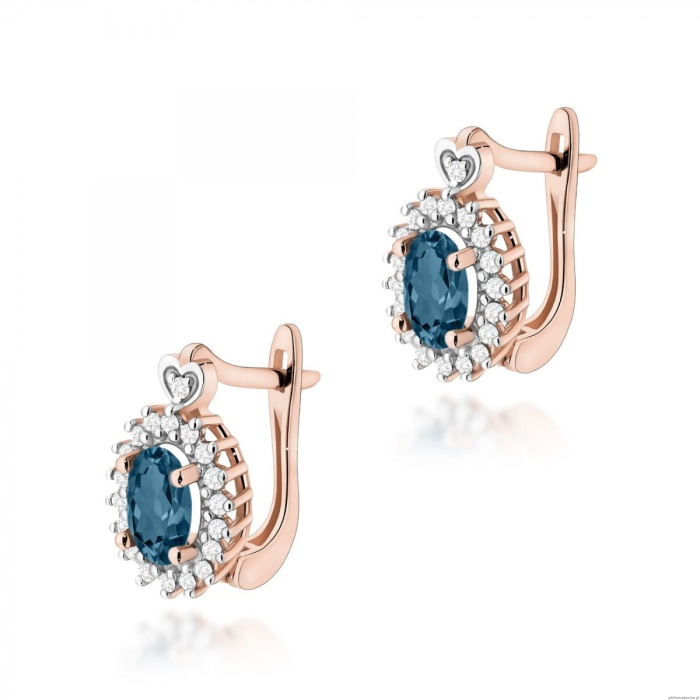 Kolczyki K0312 Topaz London Blue 2 x 0,50ct różowe złoto