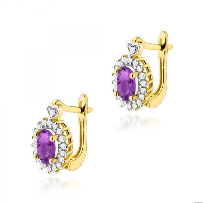 Kolczyki K0312 Ametyst 2 x 0,80ct żółte złoto