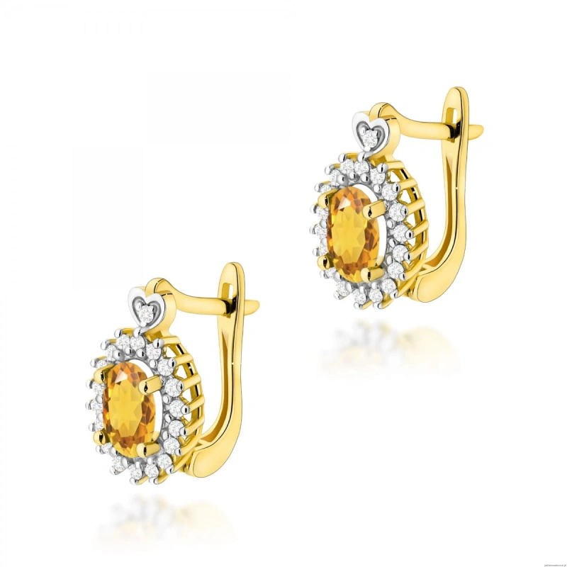 Kolczyki K0312 Cytryn 2 x 0,60ct żółte złoto