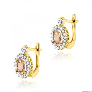 Kolczyki K0312 Morganit 2 x 0,40ct żółte złoto