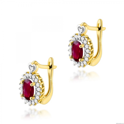 Kolczyki K0312 Rubin 2 x 0,60ct żółte złoto