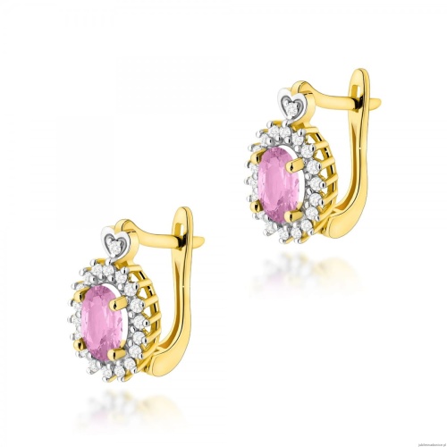 Kolczyki K0312 Szafir Różowy 2 x 0,45ct żółte złoto