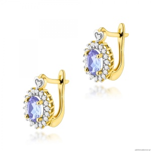 Kolczyki K0312 Tanzanit 2 x 0,40ct żółte złoto