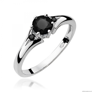 Pierścionek W0076 Czarny Diament 0,50ct białe złoto z czarnymi diamentami