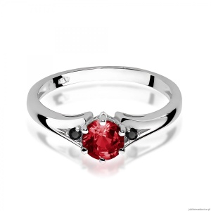 Pierścionek W0076 Granat 0,60ct białe złoto z czarnymi diamentami