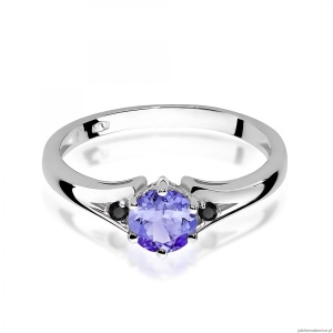 Pierścionek W0076 Tanzanit 0,50ct białe złoto z czarnymi diamentami