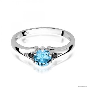 Pierścionek W0076 Topaz 0,50ct białe złoto z czarnymi diamentami