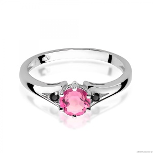 Pierścionek W0076 Różowy Topaz 0,60ct białe złoto z czarnymi diamentami