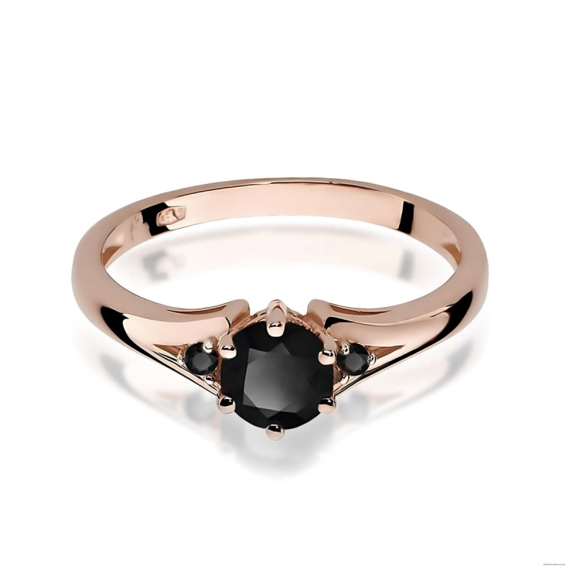 Pierścionek W0076 Czarny Diament 0,50ct różowe złoto z czarnymi diamentami