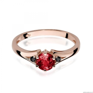 Pierścionek W0076 Granat 0,60ct różowe złoto z czarnymi diamentami