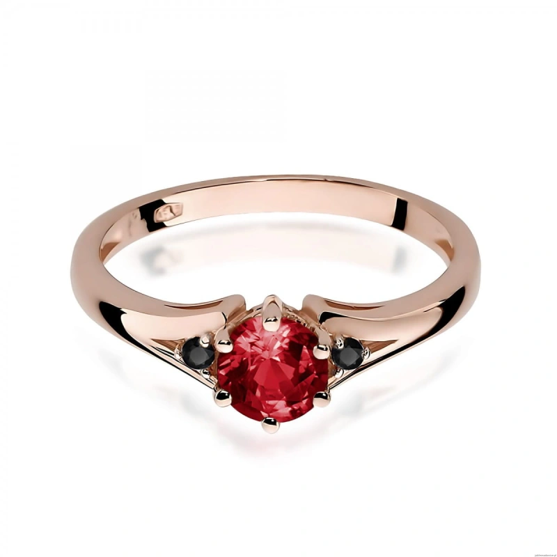 Pierścionek W0076 Granat 0,60ct różowe złoto z czarnymi diamentami