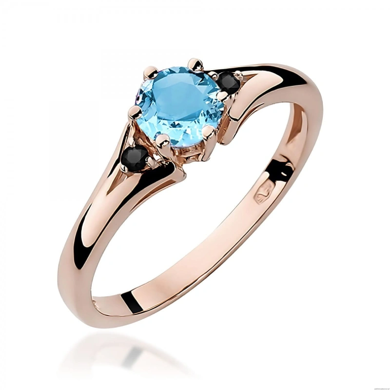 Pierścionek W0076 Topaz 0,50ct różowe złoto z czarnymi diamentami