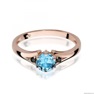 Pierścionek W0076 Topaz 0,50ct różowe złoto z czarnymi diamentami