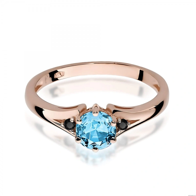 Pierścionek W0076 Topaz 0,50ct różowe złoto z czarnymi diamentami