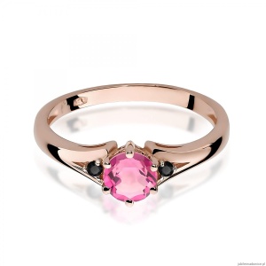 Pierścionek W0076 Różowy Topaz 0,60ct różowe złoto z czarnymi diamentami