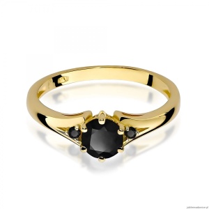 Pierścionek W0076 Czarny Diament 0,50ct żółte złoto z czarnymi diamentami