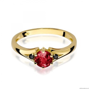 Pierścionek W0076 Granat 0,60ct żółte złoto z czarnymi diamentami