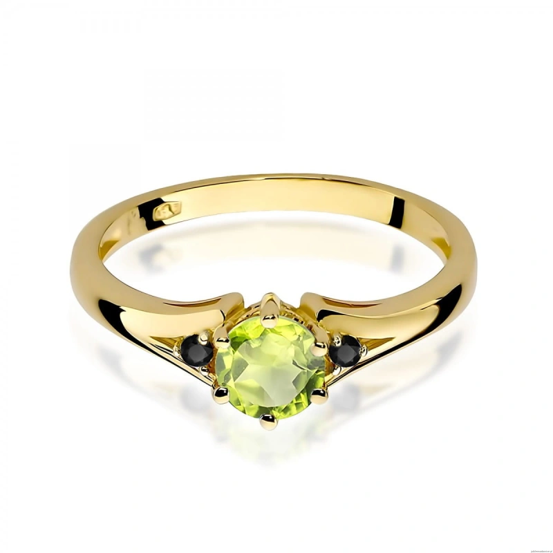 Pierścionek W0076 Oliwin 0,60ct żółte złoto z czarnymi diamentami