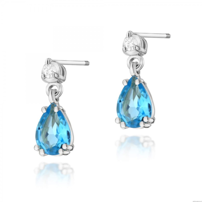 Kolczyki K0006 Topaz 2 x 0,90ct białe złoto sztyft zakręcany