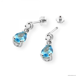 Kolczyki K0006 Topaz 2 x 0,90ct białe złoto sztyft zakręcany