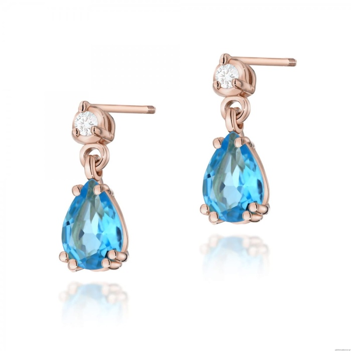 Kolczyki K0006 Topaz 2 x 0,90ct różowe złoto sztyft zakręcany