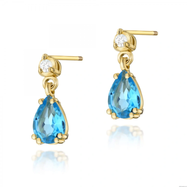 Kolczyki K0006 Topaz 2 x 0,90ct żółte złoto sztyft zakręcany
